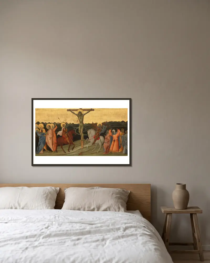 Die Kreuzigung von Giovanni di Paolo gerahmt an einer Wand