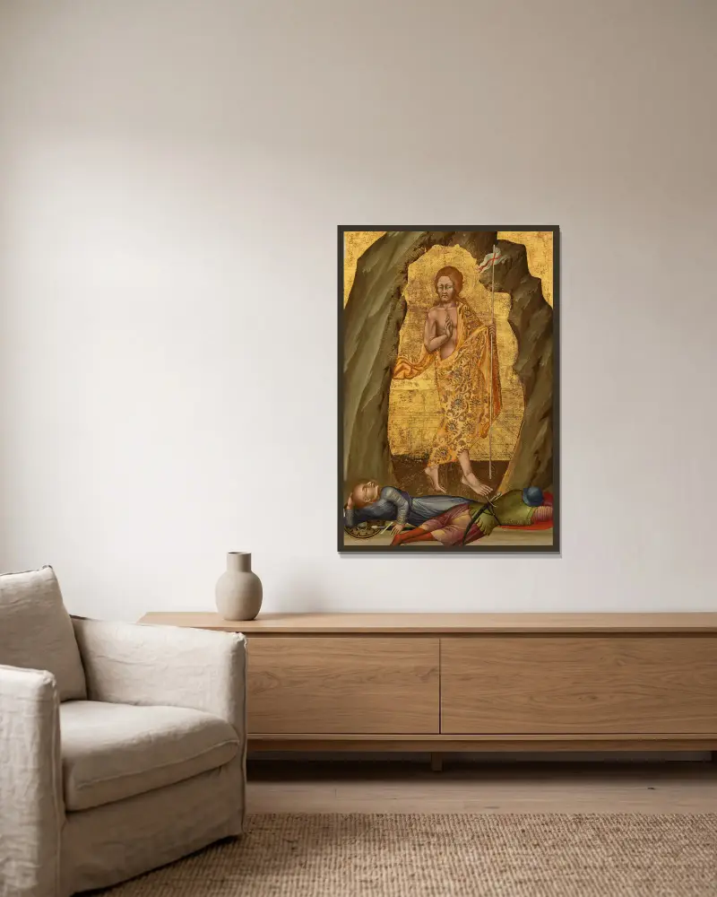 Die Auferstehung Christi von Giovanni di Paolo gerahmt an einer Wand