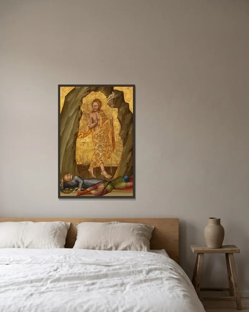 Die Auferstehung Christi von Giovanni di Paolo gerahmt an einer Wand