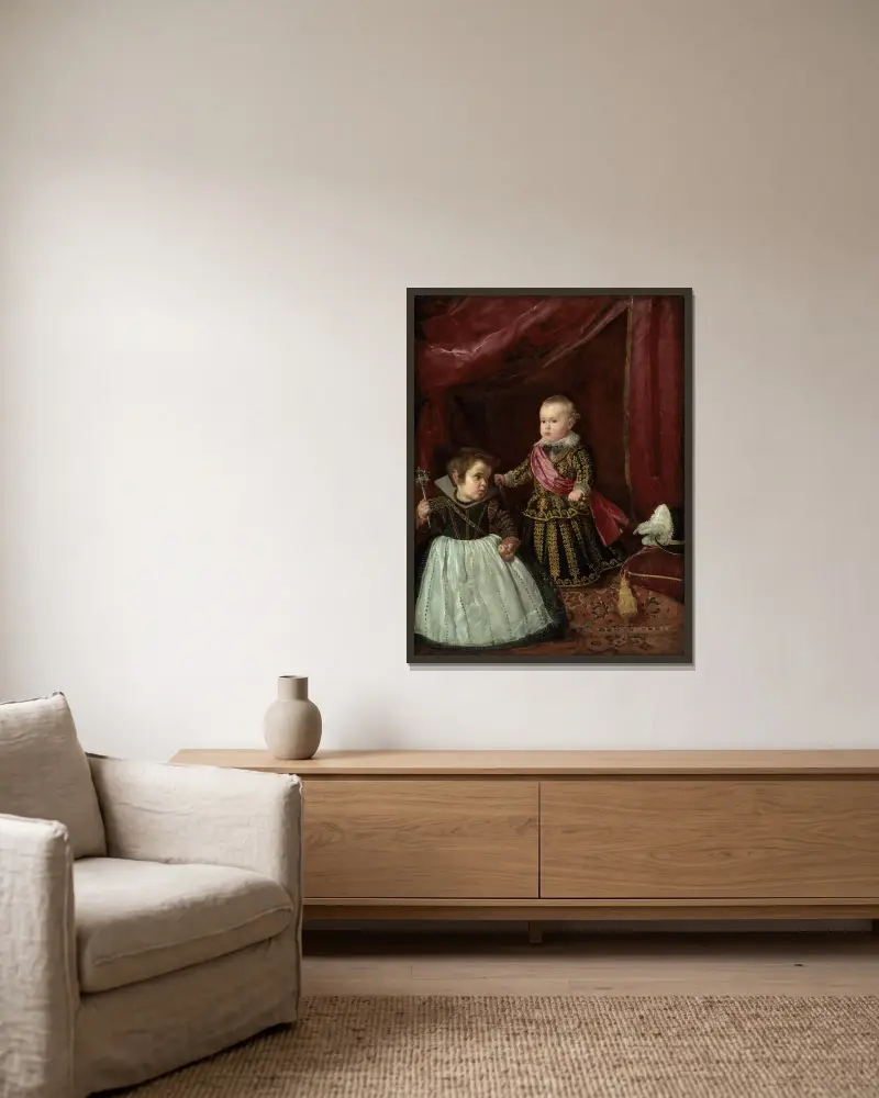 Don Baltasar Carlos with a Dwarf av Diego Velázquez inramad på en vägg