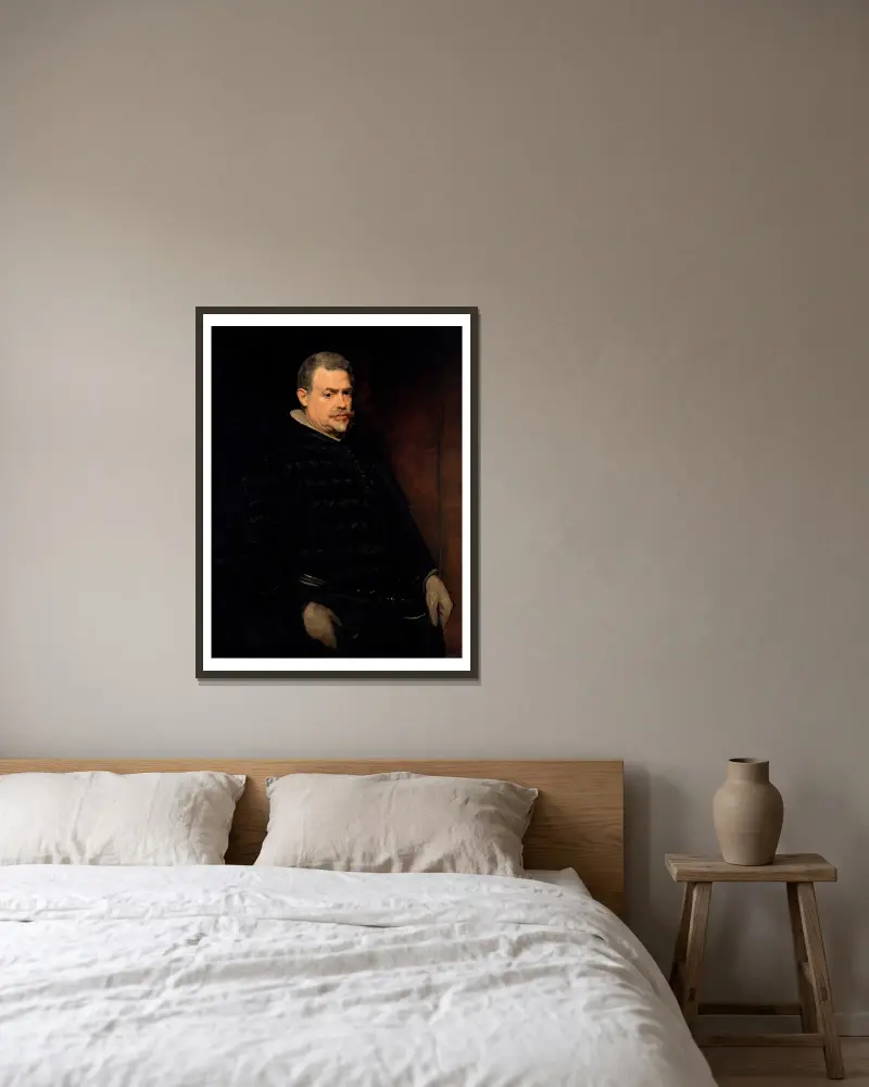 Don Juan Mateos (d.1643) av Diego Velázquez inramad på en vägg