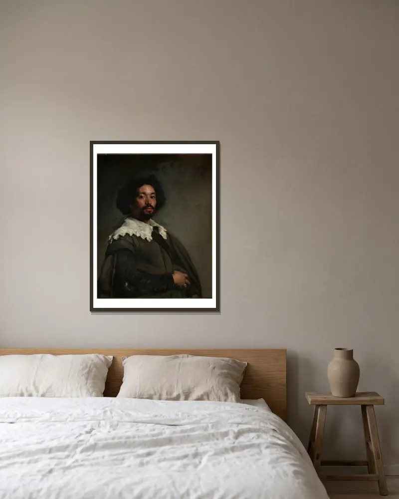 Juan de Pareja av Diego Velázquez inramad på en vägg