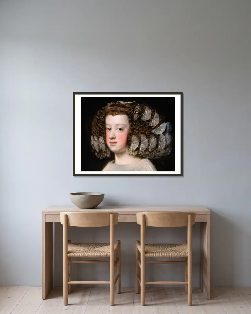 María Teresa (1638–1683), spansk infantinna av Diego Velázquez inramad på en vägg