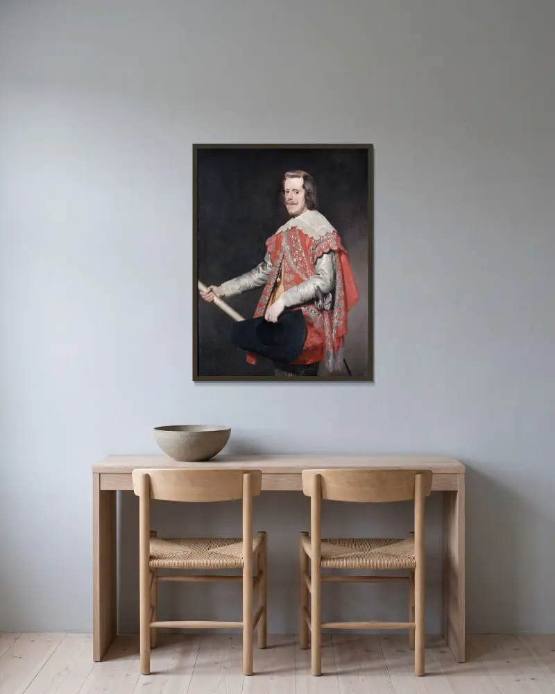 Philipp IV., König von Spanien – Nr. 1 von Diego Velázquez gerahmt an einer Wand