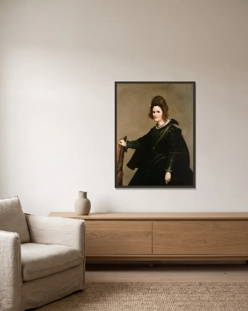 Porträtt av en dam av Diego Velázquez inramad på en vägg