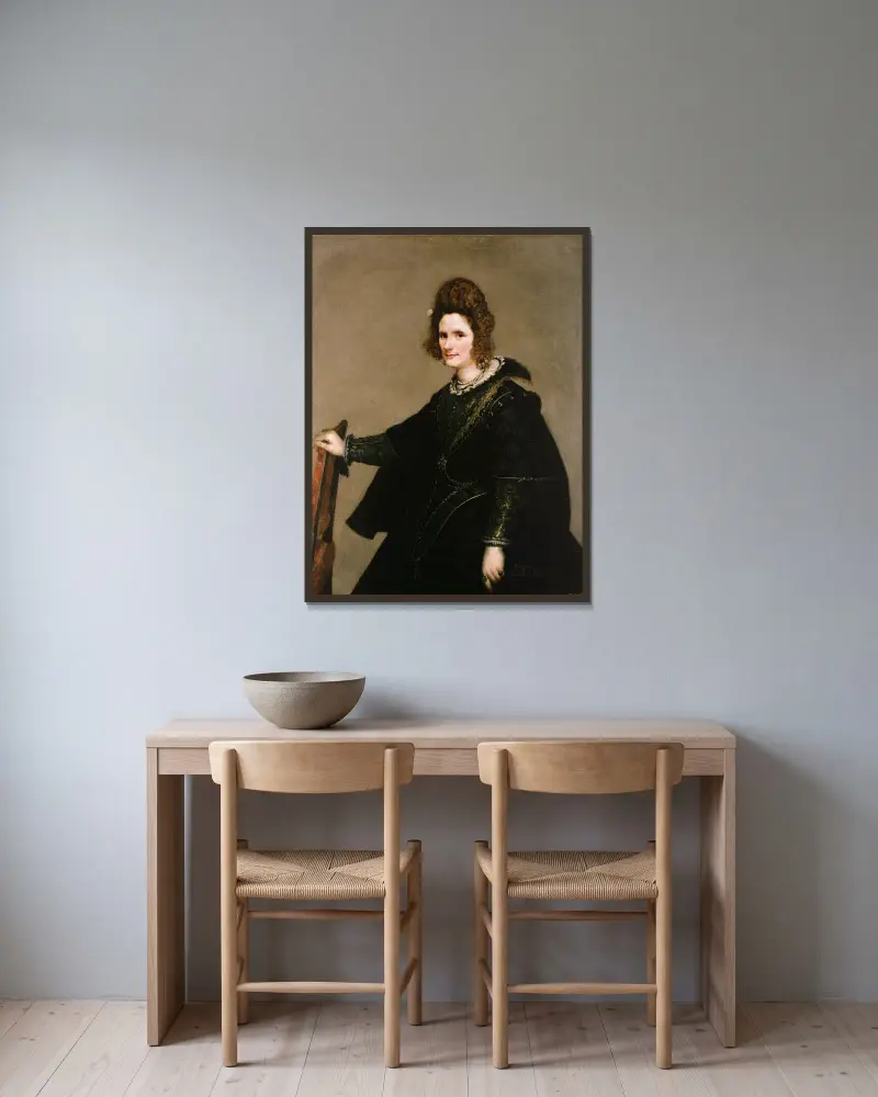 Porträtt av en dam av Diego Velázquez inramad på en vägg