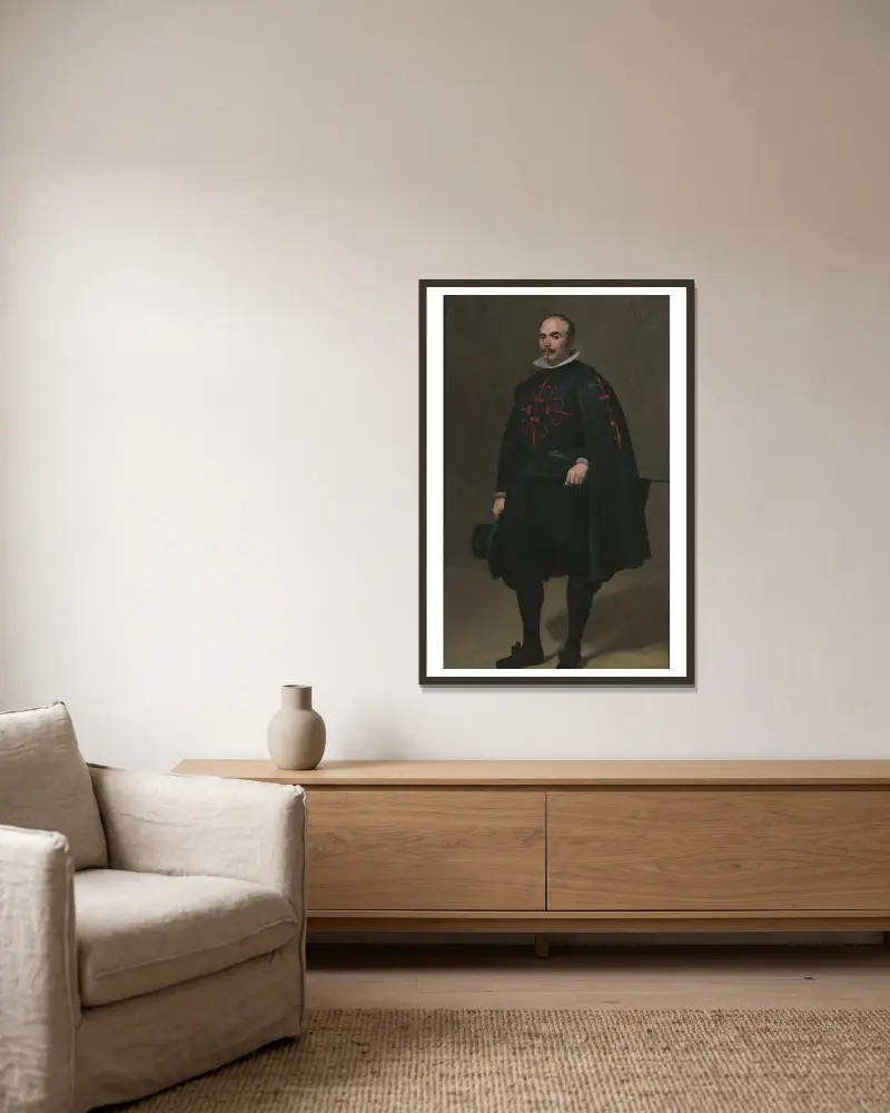 Porträtt av Don Pedro de Barberana av Diego Velázquez inramad på en vägg