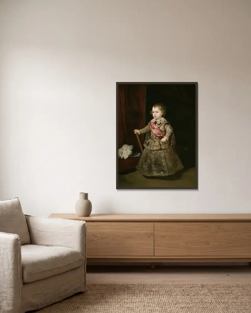 Prince Baltasar Carlos in Silver av Diego Velázquez inramad på en vägg