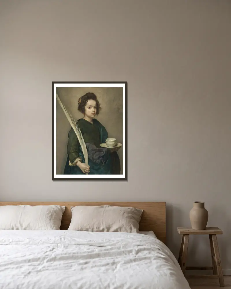 Saint Rufina av Diego Velázquez inramad på en vägg