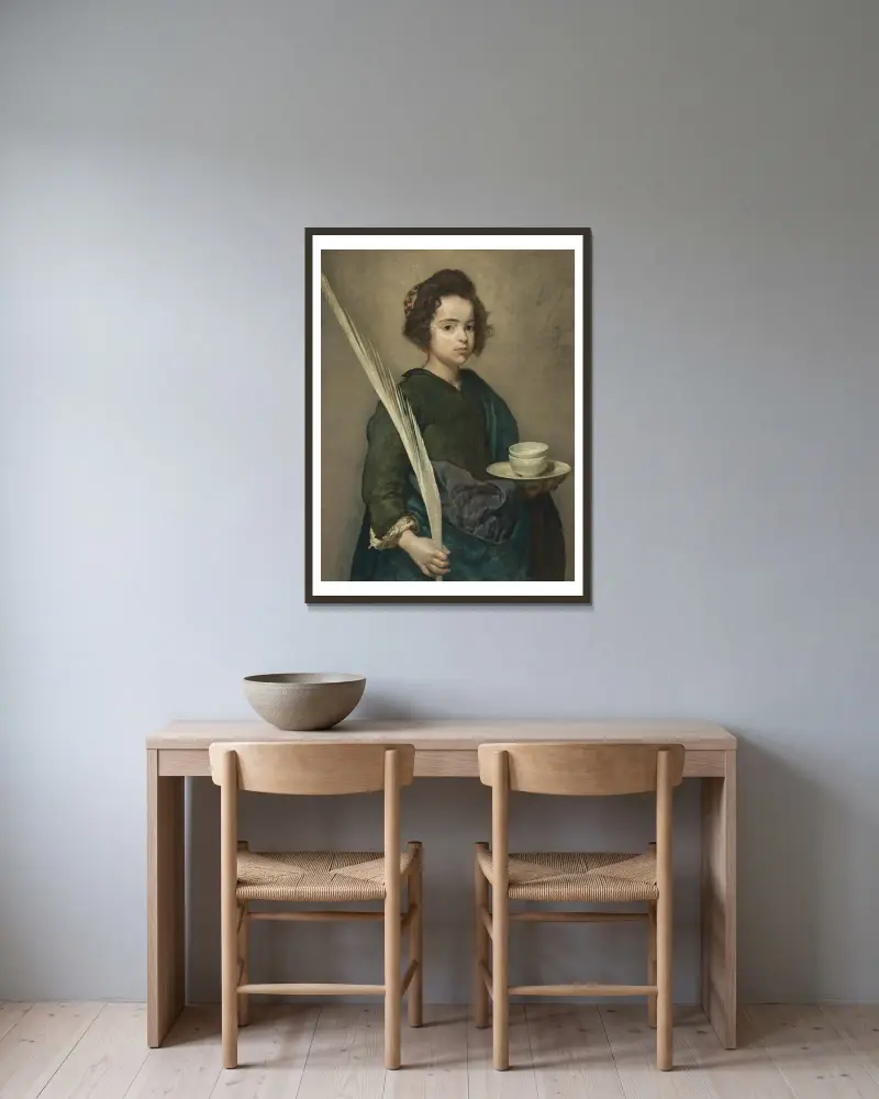 Saint Rufina av Diego Velázquez inramad på en vägg