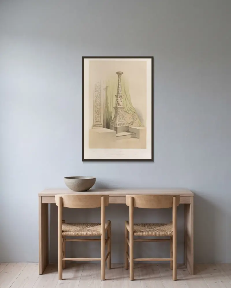 Candelabrum and arabesque av Matthew Digby Wyatt inramad på en vägg