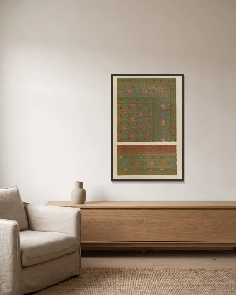 Indian kincob pattern – woven at Ahmedabad av Matthew Digby Wyatt inramad på en vägg