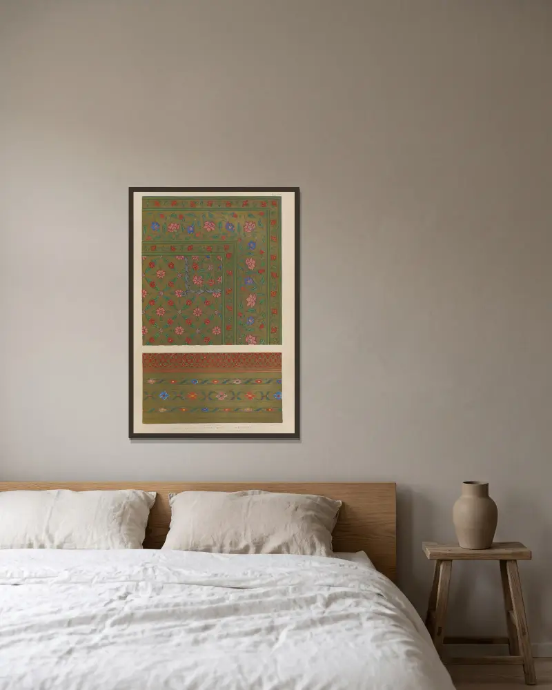Indian kincob pattern – woven at Ahmedabad av Matthew Digby Wyatt inramad på en vägg