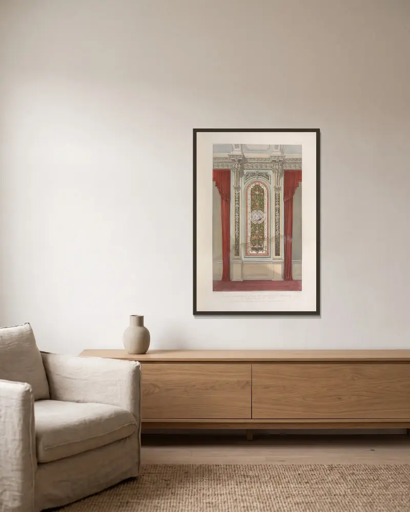 Painted arabesque av Matthew Digby Wyatt inramad på en vägg