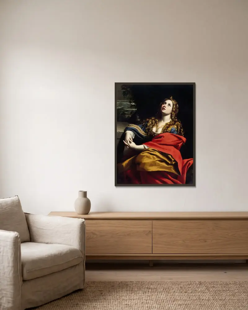 Die heilige Maria Magdalena von Domenichino gerahmt an einer Wand