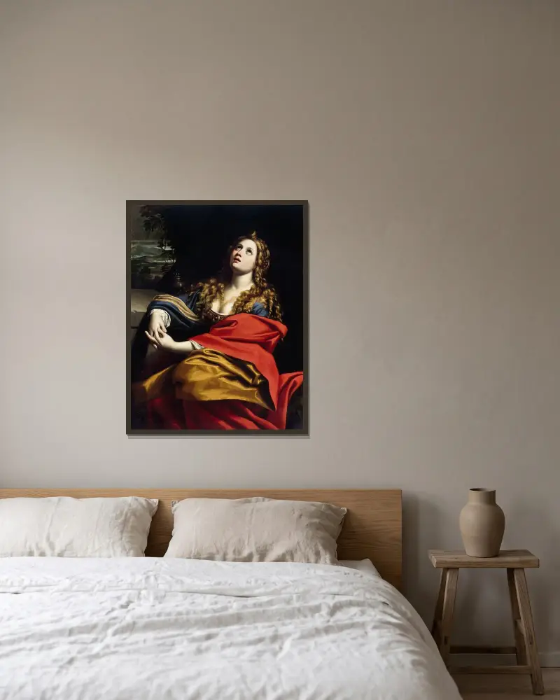 Die heilige Maria Magdalena von Domenichino gerahmt an einer Wand