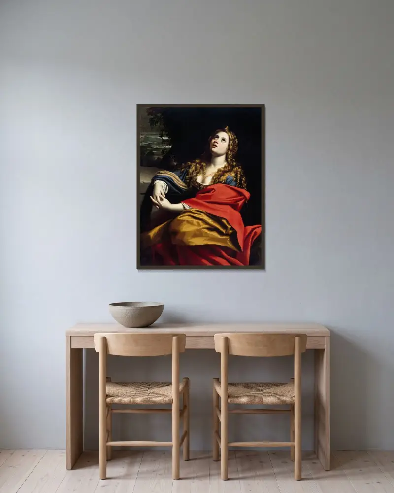 Die heilige Maria Magdalena von Domenichino gerahmt an einer Wand