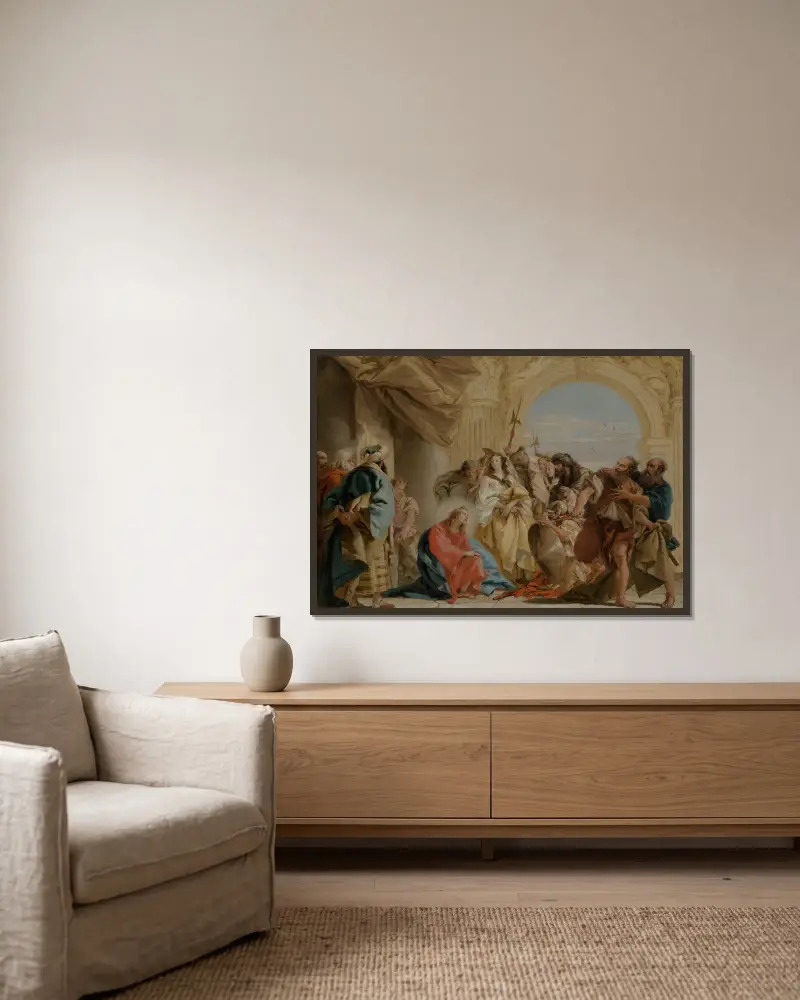 Kristus och kvinnan som greps i äktenskapsbrott av Giovanni Domenico Tiepolo inramad på en vägg