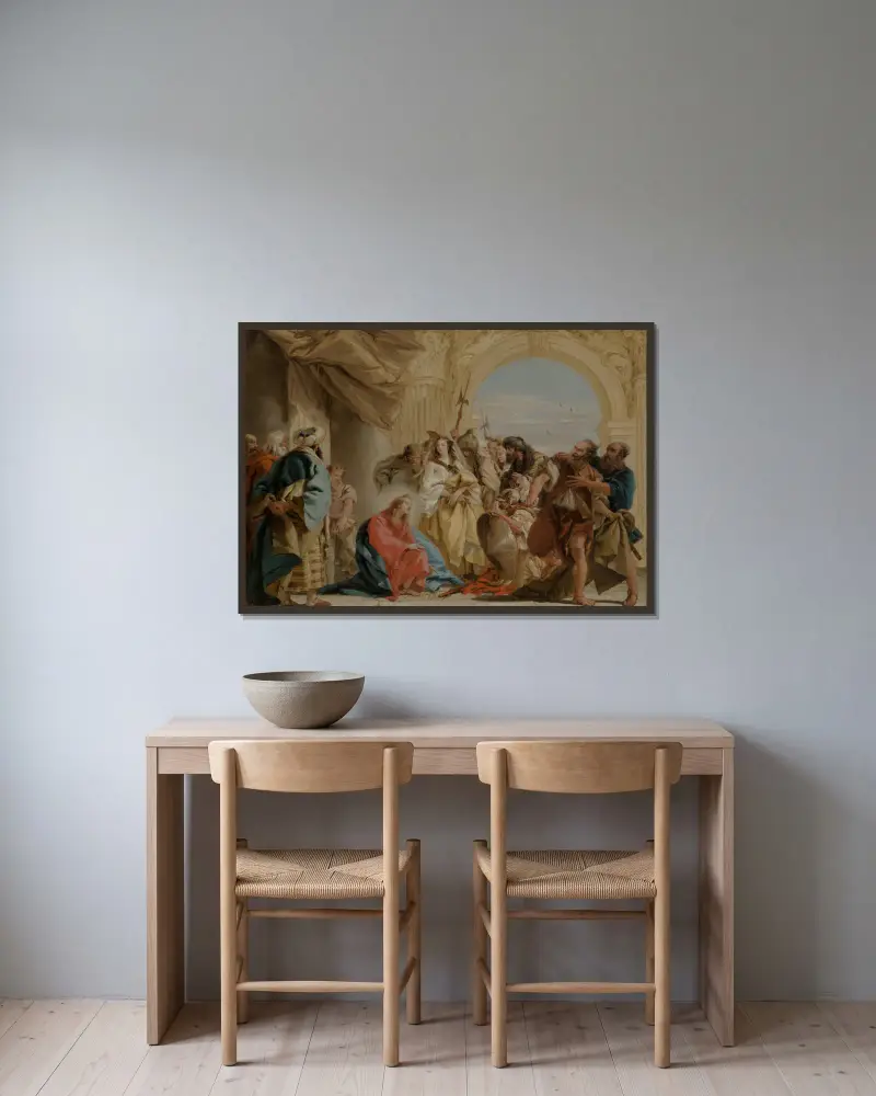 Kristus och kvinnan som greps i äktenskapsbrott av Giovanni Domenico Tiepolo inramad på en vägg