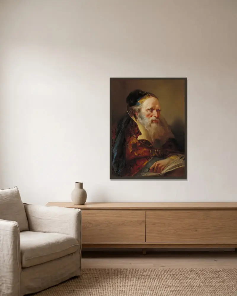 Filosofens huvud av Giovanni Domenico Tiepolo inramad på en vägg