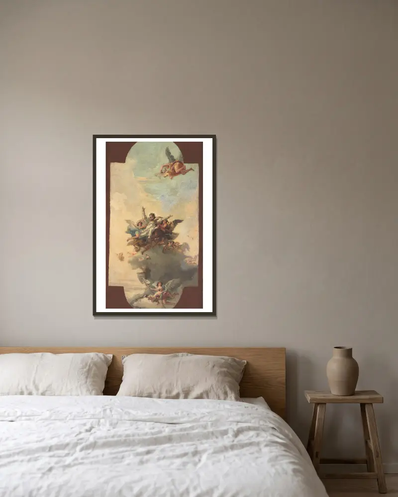 En påves och martyrs apoteos av Giovanni Domenico Tiepolo inramad på en vägg