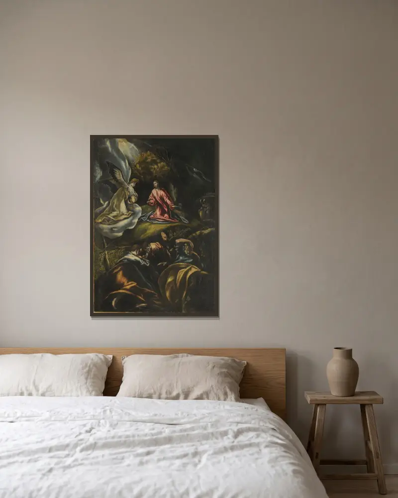 Ångest i Getsemane av El Greco (Domenikos Theotokopoulos) inramad på en vägg