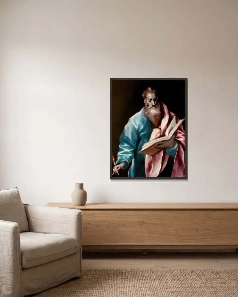 Aposteln Matteus av El Greco (Domenikos Theotokopoulos) inramad på en vägg
