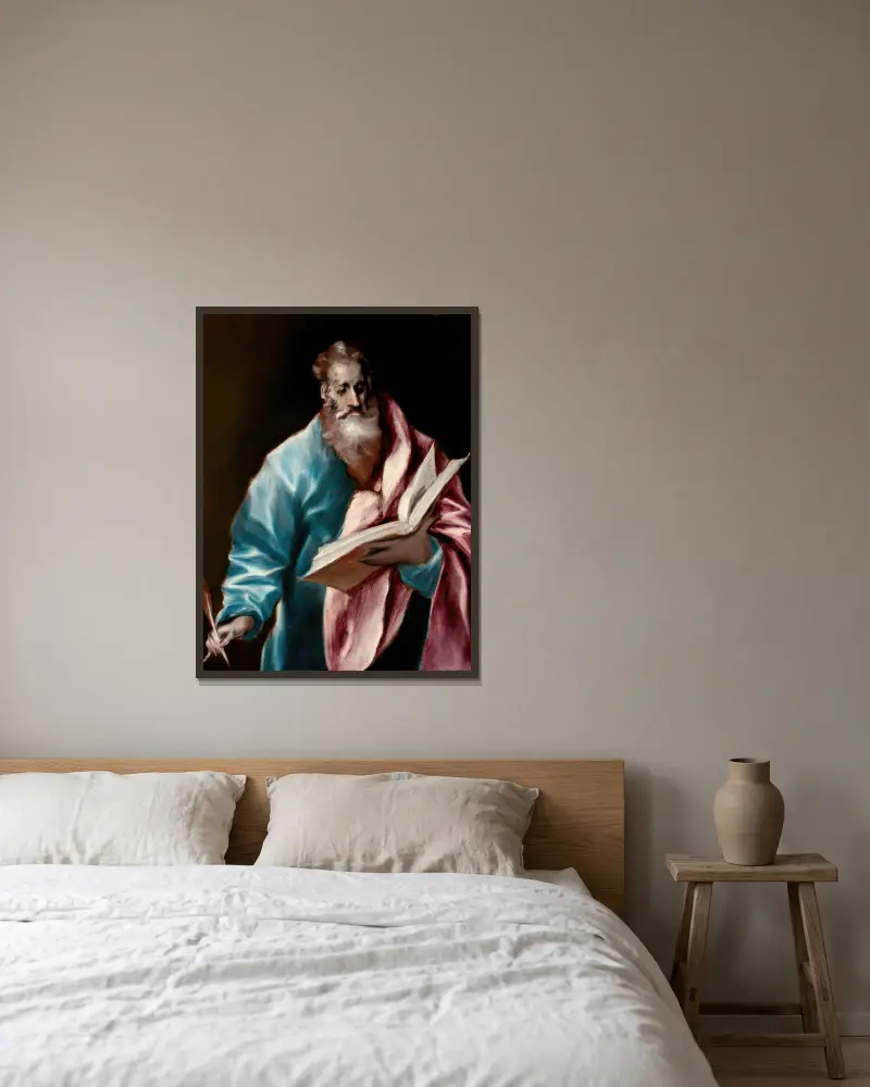 Aposteln Matteus av El Greco (Domenikos Theotokopoulos) inramad på en vägg