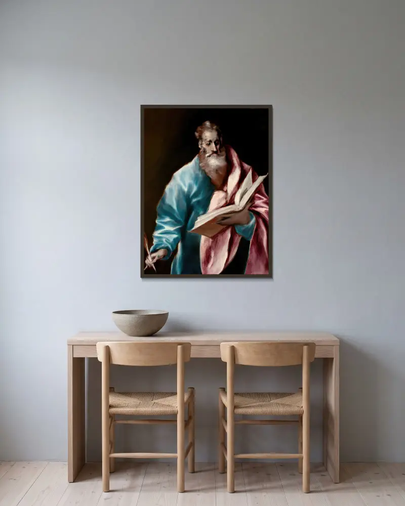 Aposteln Matteus av El Greco (Domenikos Theotokopoulos) inramad på en vägg
