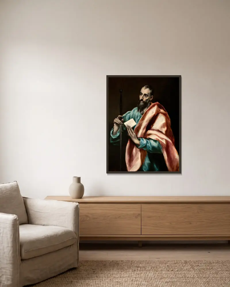 Aposteln Paulus av El Greco (Domenikos Theotokopoulos) inramad på en vägg