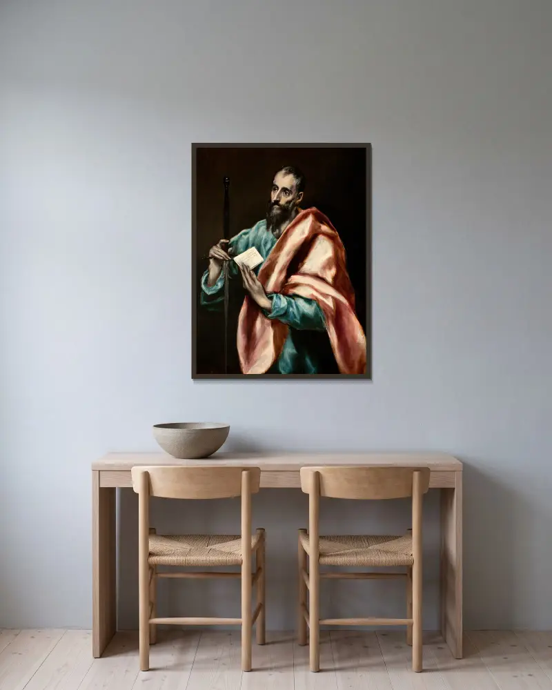 Aposteln Paulus av El Greco (Domenikos Theotokopoulos) inramad på en vägg