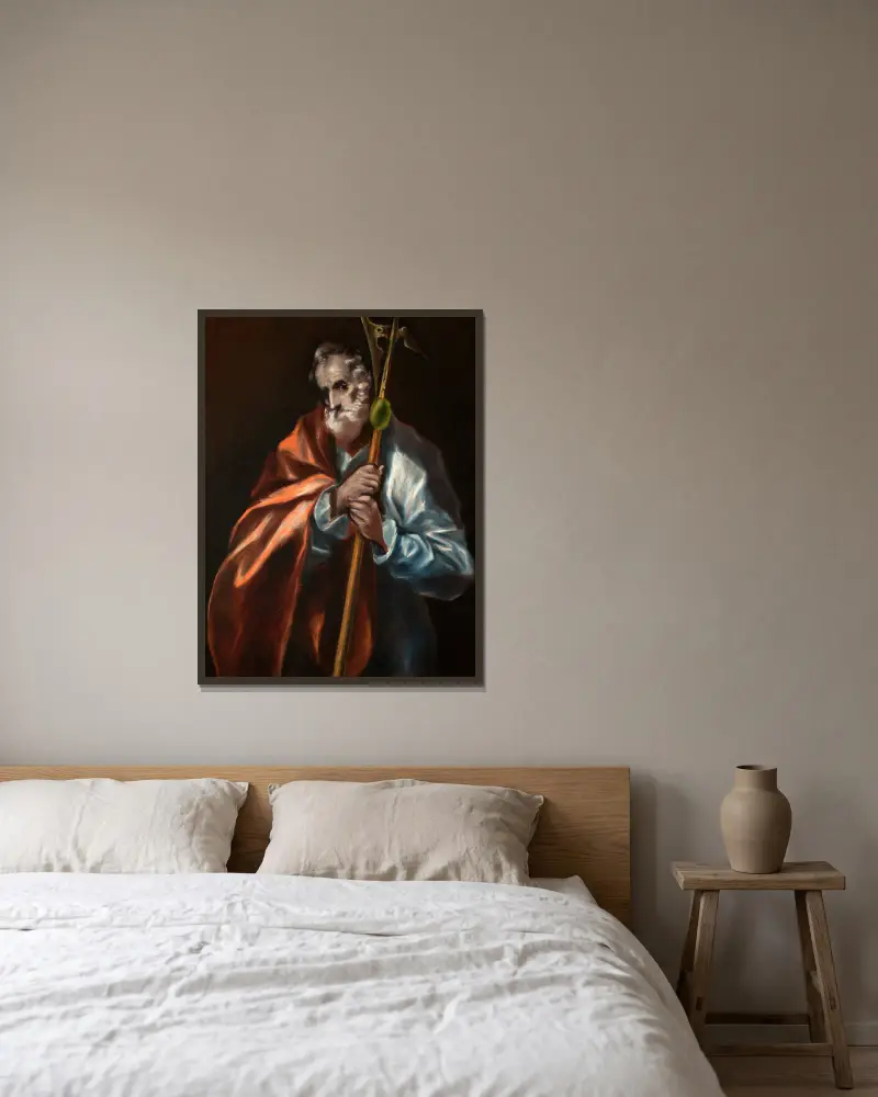 Aposteln Judas Taddeus av El Greco (Domenikos Theotokopoulos) inramad på en vägg