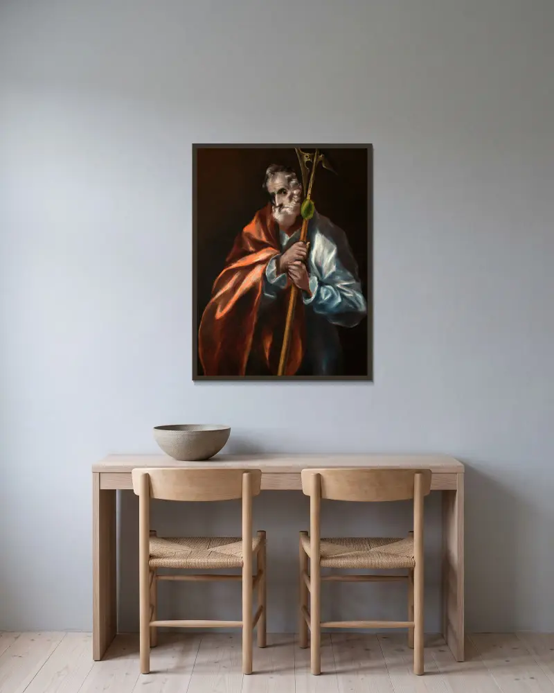 Aposteln Judas Taddeus av El Greco (Domenikos Theotokopoulos) inramad på en vägg