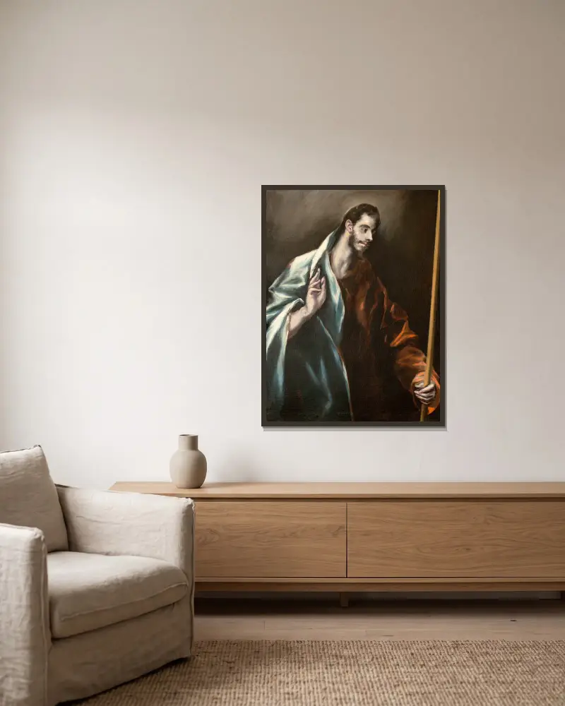 Aposteln Tomas av El Greco (Domenikos Theotokopoulos) inramad på en vägg