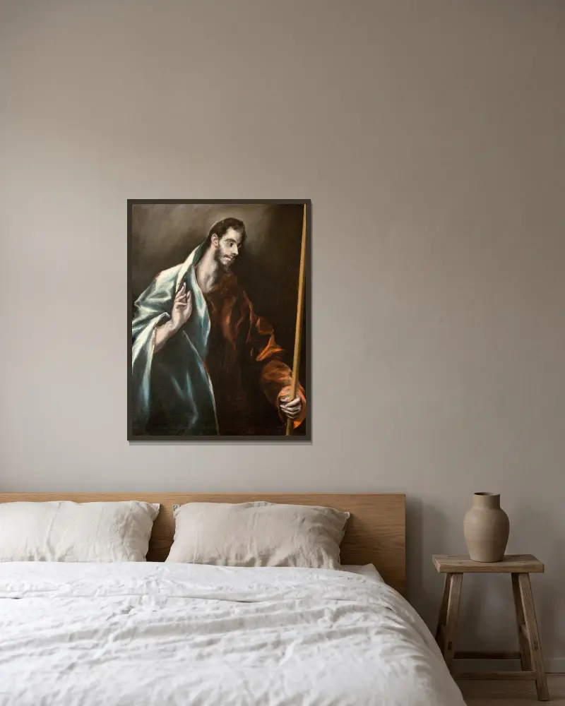 Aposteln Tomas av El Greco (Domenikos Theotokopoulos) inramad på en vägg