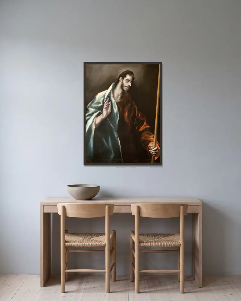 Aposteln Tomas av El Greco (Domenikos Theotokopoulos) inramad på en vägg