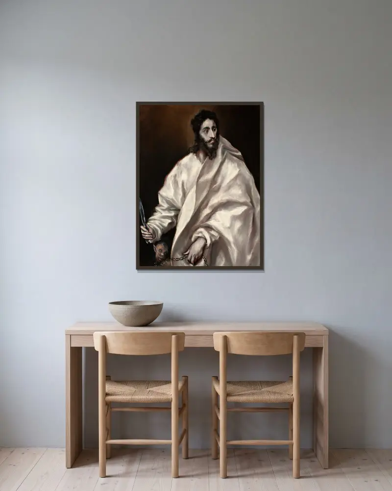 Aposteln Bartolomeus av El Greco (Domenikos Theotokopoulos) inramad på en vägg