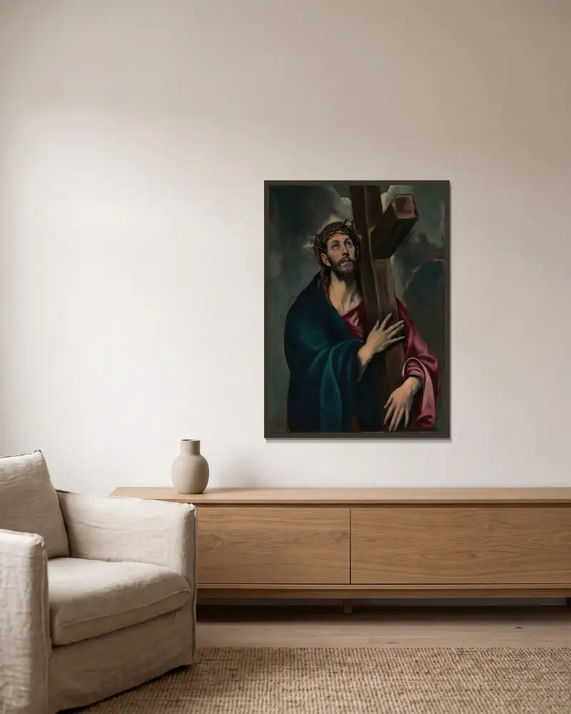Kristus bär korset, 1577 av El Greco (Domenikos Theotokopoulos) inramad på en vägg