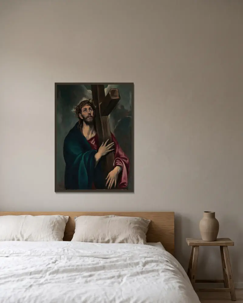 Kristus bär korset, 1577 av El Greco (Domenikos Theotokopoulos) inramad på en vägg
