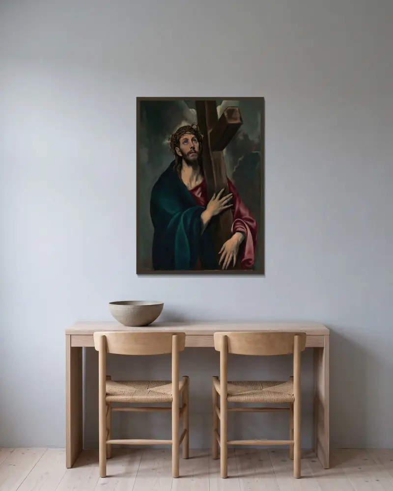 Kristus bär korset, 1577 av El Greco (Domenikos Theotokopoulos) inramad på en vägg