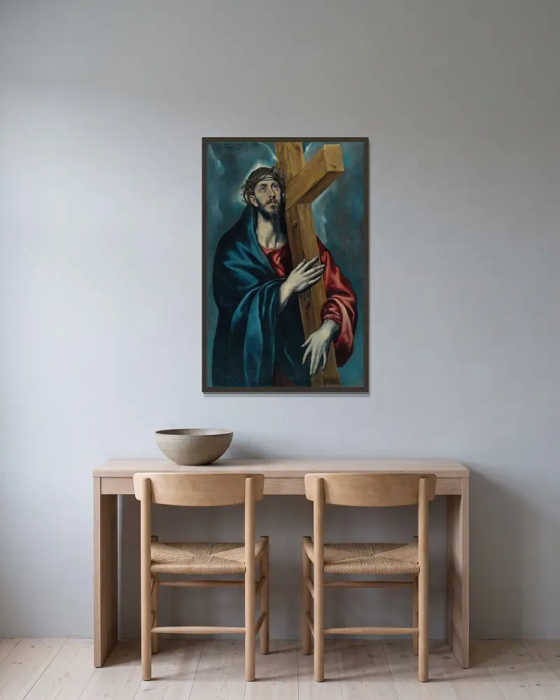 Kristus bärande korset, 1590 av El Greco (Domenikos Theotokopoulos) inramad på en vägg