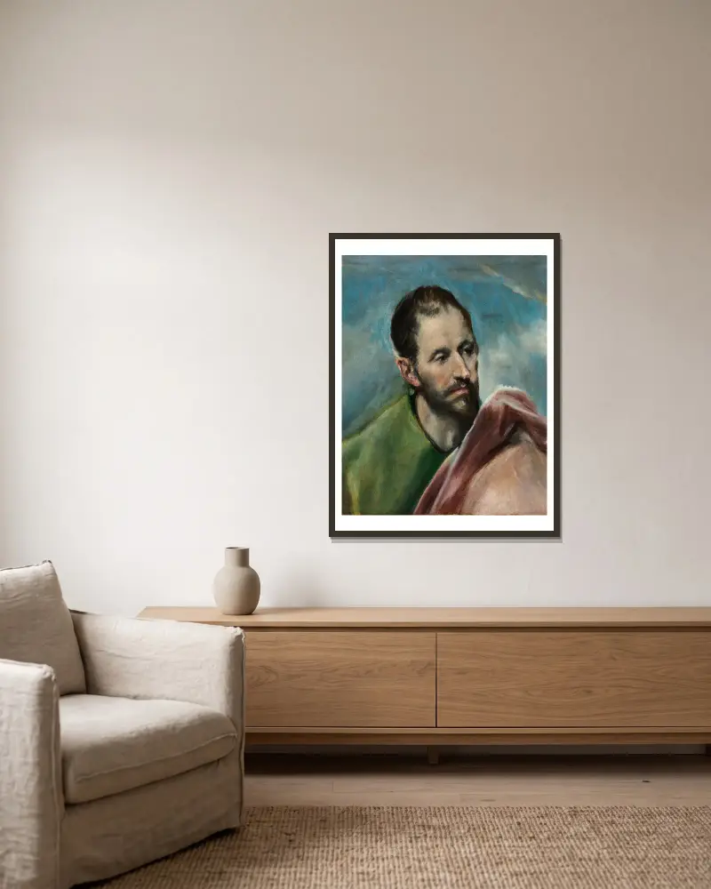 Jakob den yngre av El Greco (Domenikos Theotokopoulos) inramad på en vägg