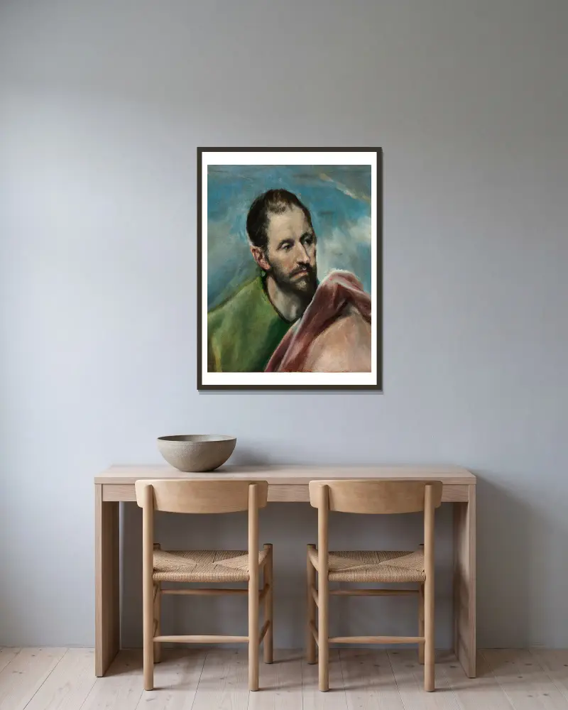 Jakob den yngre av El Greco (Domenikos Theotokopoulos) inramad på en vägg
