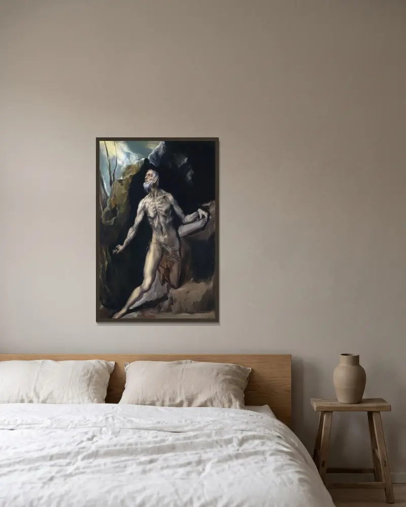Saint Jerome av El Greco (Domenikos Theotokopoulos) inramad på en vägg
