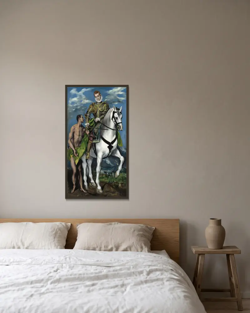 Der heilige Martin und der Bettler von El Greco (Domenikos Theotokopoulos) gerahmt an einer Wand
