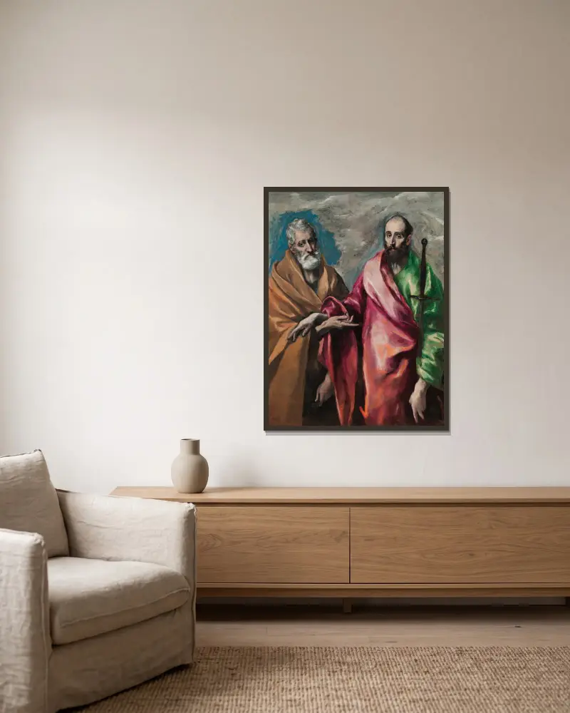 Sankt Petrus och Sankt Paulus av El Greco (Domenikos Theotokopoulos) inramad på en vägg