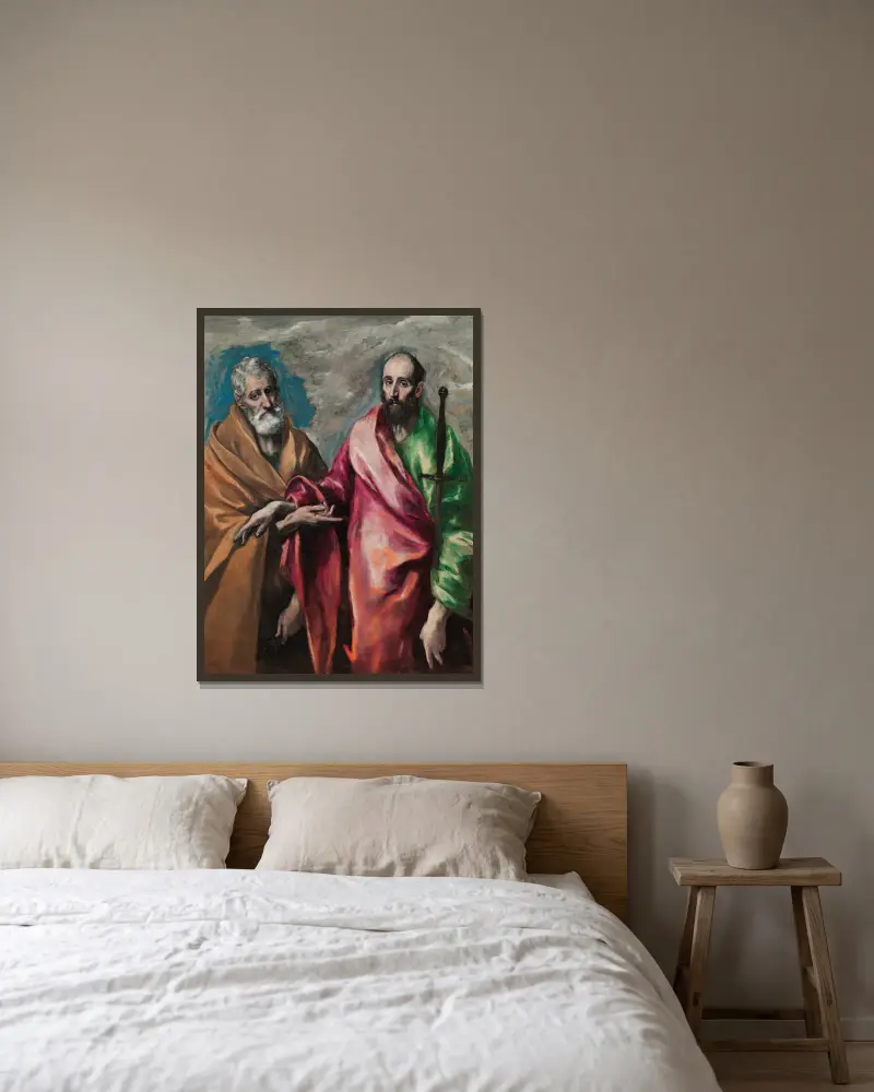 Sankt Petrus och Sankt Paulus av El Greco (Domenikos Theotokopoulos) inramad på en vägg