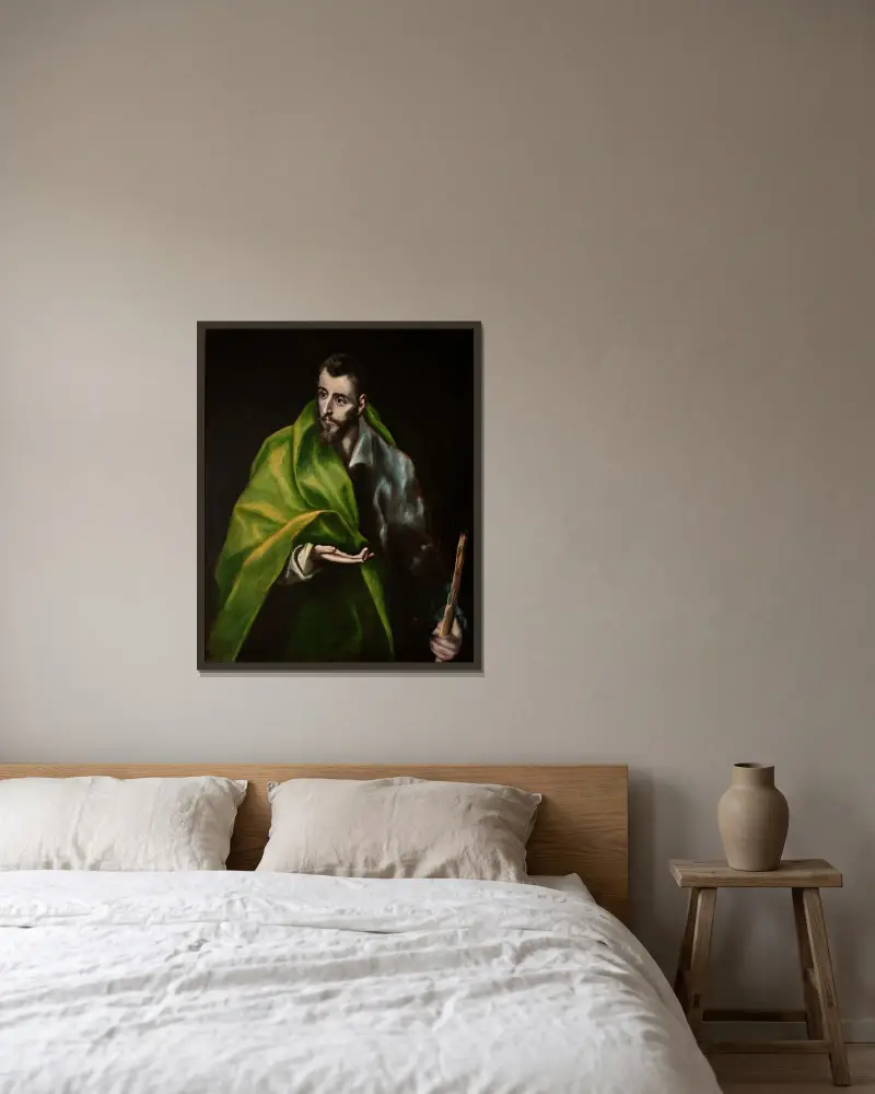 Den helige Jakob den äldre av El Greco (Domenikos Theotokopoulos) inramad på en vägg