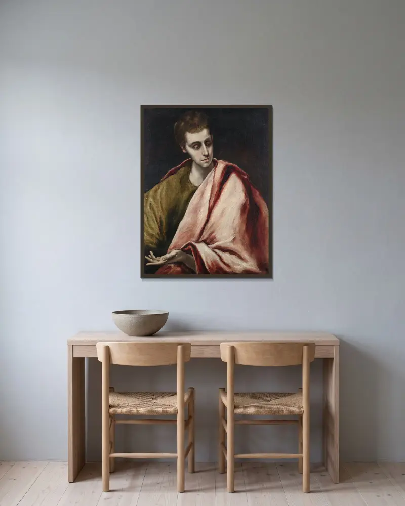 St. John av El Greco (Domenikos Theotokopoulos) inramad på en vägg
