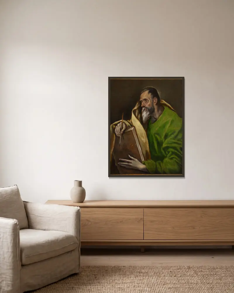 St. Luke av El Greco (Domenikos Theotokopoulos) inramad på en vägg